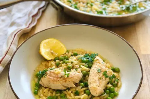 Lemon Garlic Orzo Chicken with Peas Five Dinners