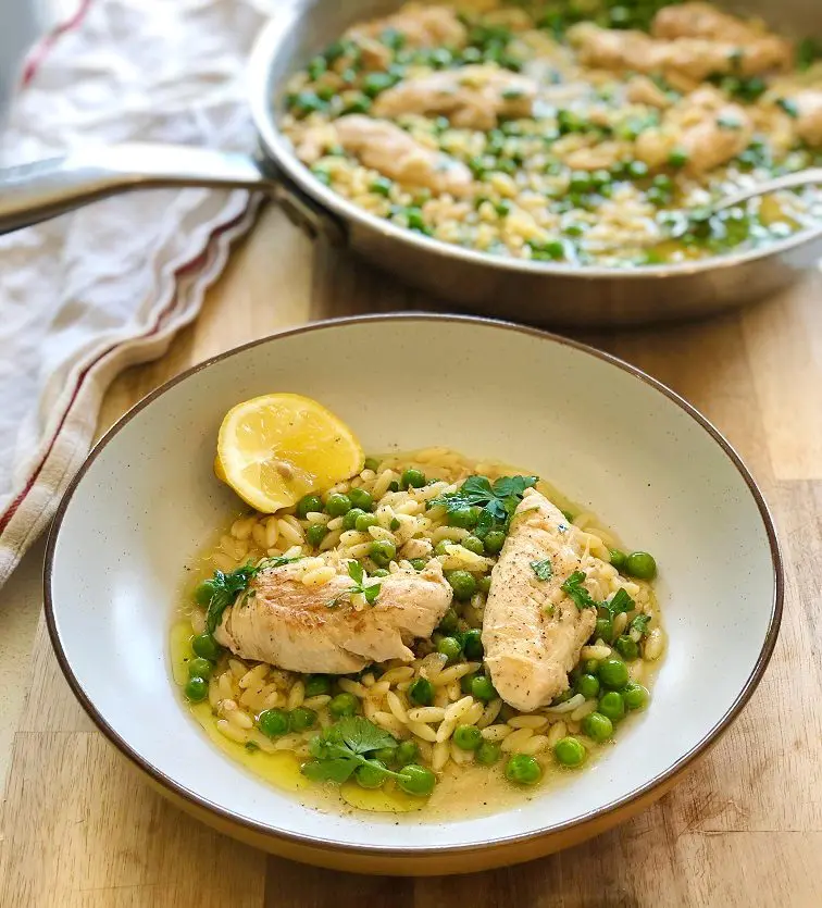 Lemon Garlic Orzo Chicken with Peas Five Dinners