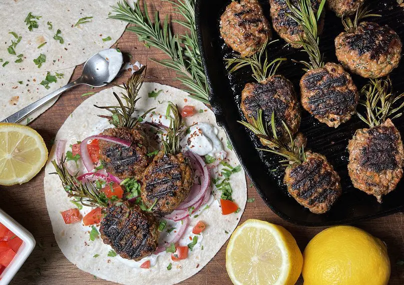 Rosemary Skewered Kofte Wraps