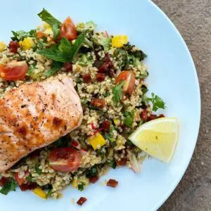 Salmon on Couscous FiveDinners Kate Novak