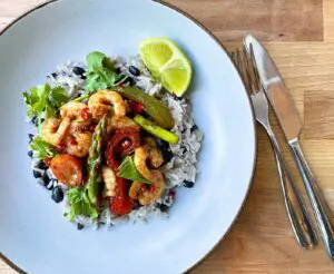 Cajun Shrimp on Coconut Rice