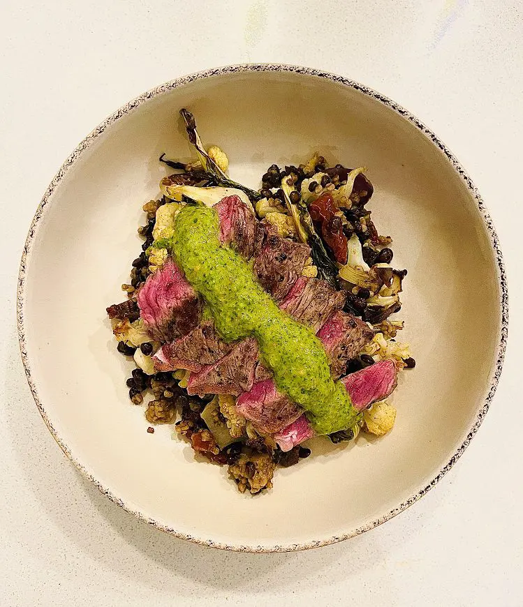 Roasted Cauliflower with Steak and Cuban Salsa