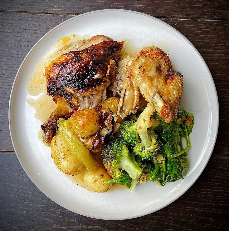 Spatchcock Chicken with Leeks