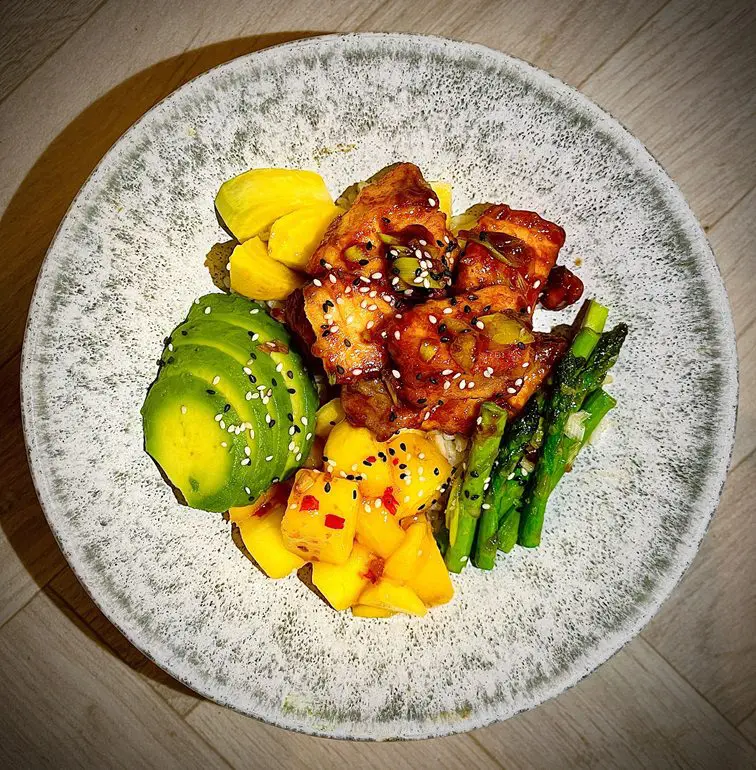 Salmon Teriyaki Poke Bowl