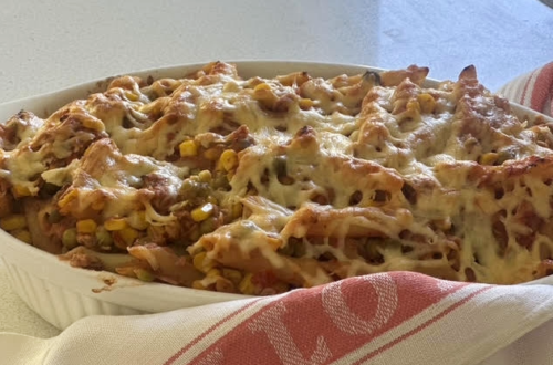 Cheesy Tuna Pasta Bake - food bank recipe
