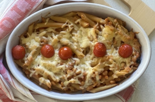 Cheesy Bean Pasta - food bank recipe