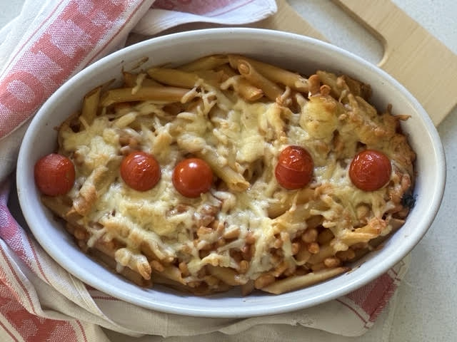Cheesy Bean Pasta - food bank recipe