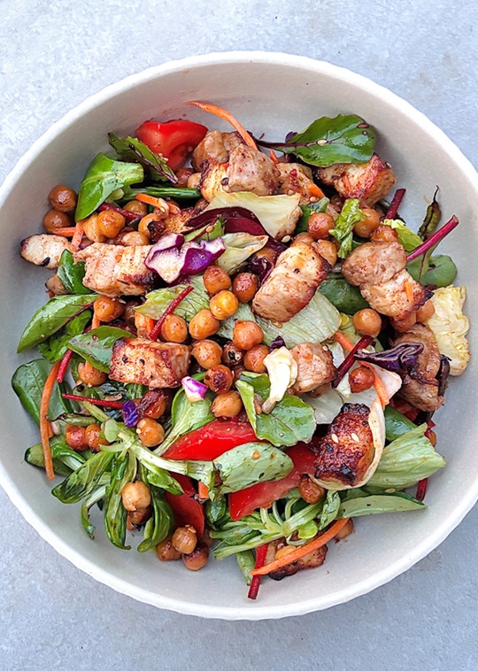 Crispy Chick Pea Pork Belly Salad Airfryer