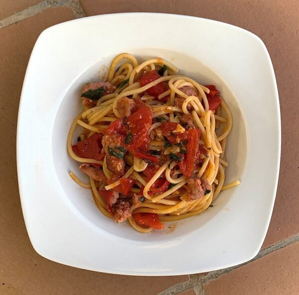 Sausage Garlic Spaghetti