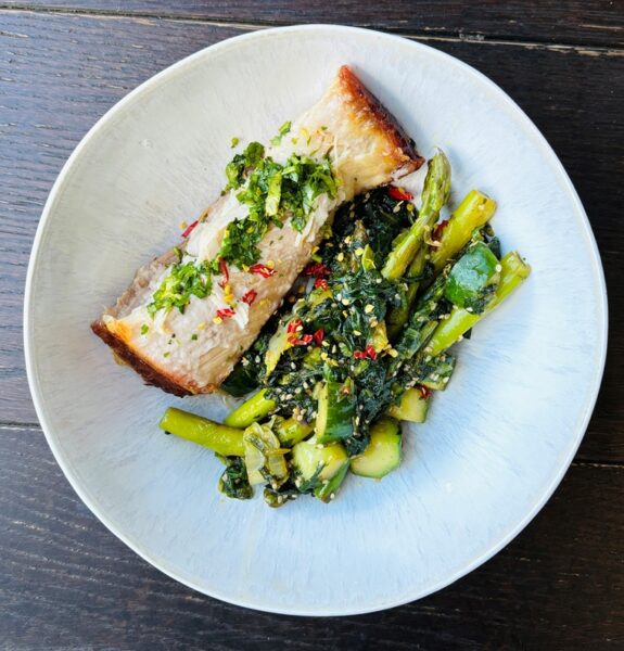 Asian Pork Belly with Sesame Greens